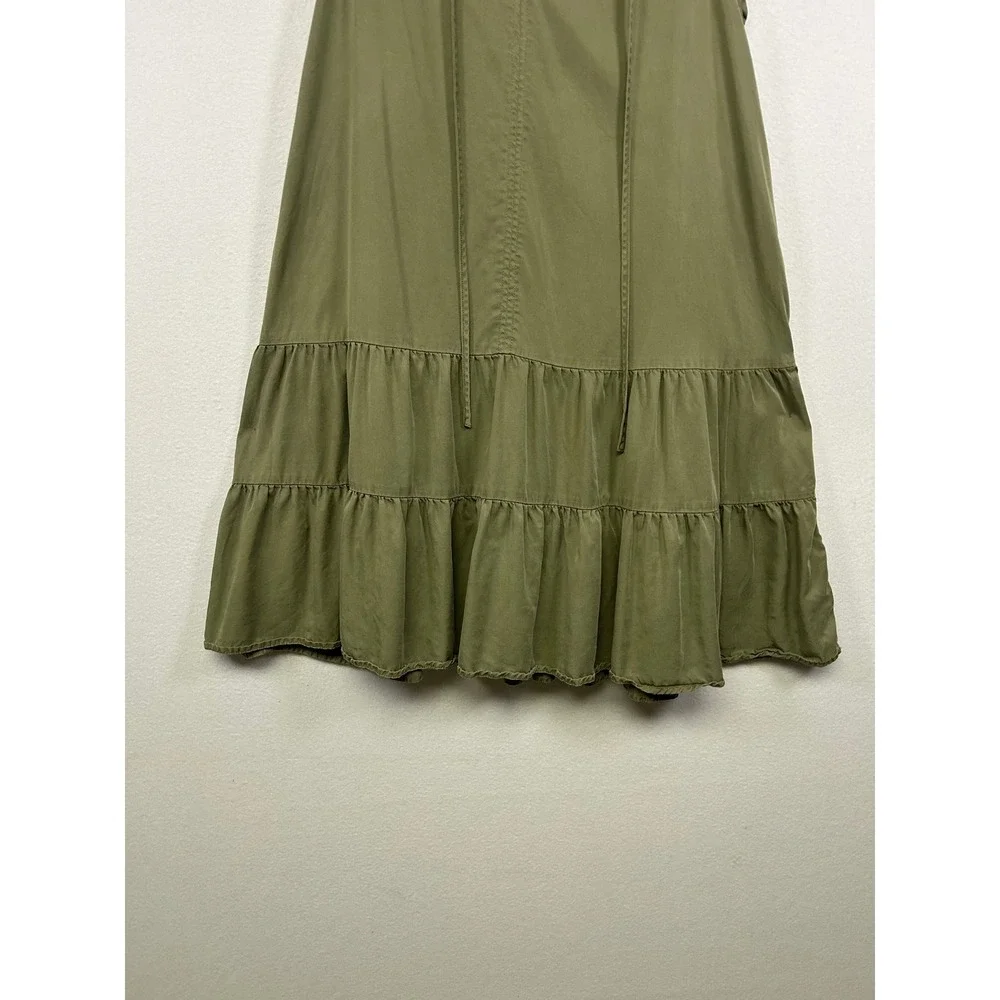 Boho Cottagecore Knox‎ Rose Women M Olive Green Tiered Ruffle Flutter Mini Dress